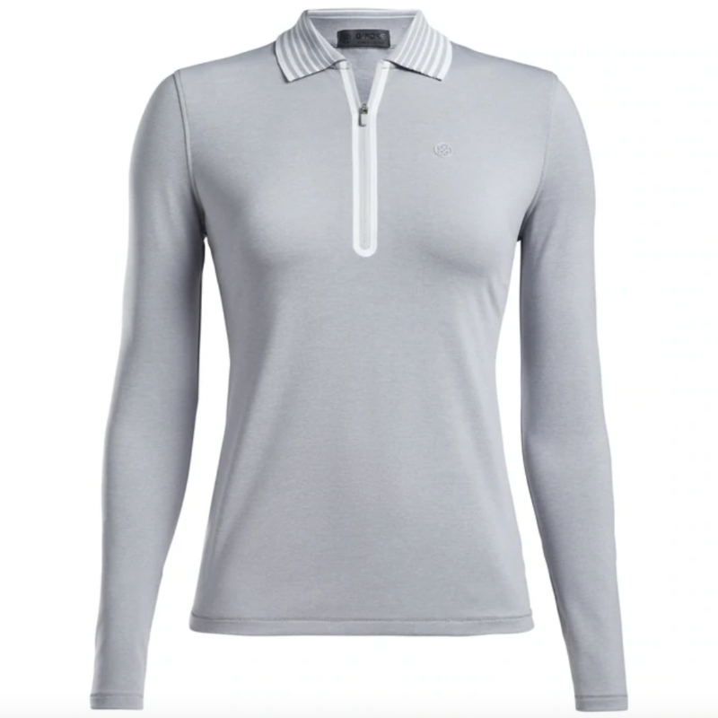 G/FORE Featherweight Zip L/S Polo - Grey