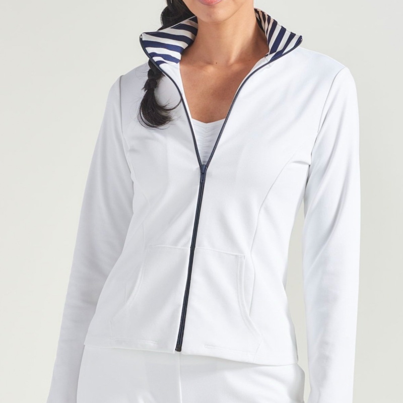 L'Oeuf Poche Baseline Jacket - White/Navy Stripe