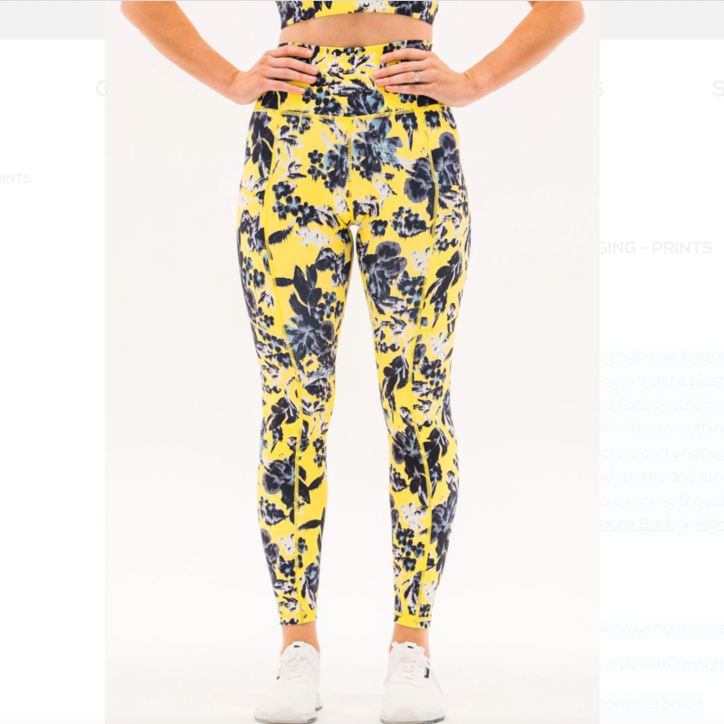 Foray Golf High Rise 7/8 Legging - Yellow/Navy Floral