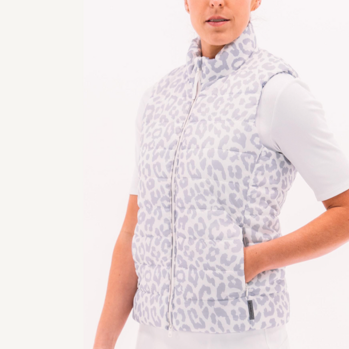 Foray Golf Quilted Packable Vest - White Leopard