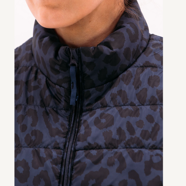 Foray Golf Edit Quilted Packable Vest - Navy Leopard