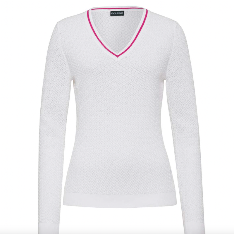 Golfino Out of Bounds V-Neck Pullover - White