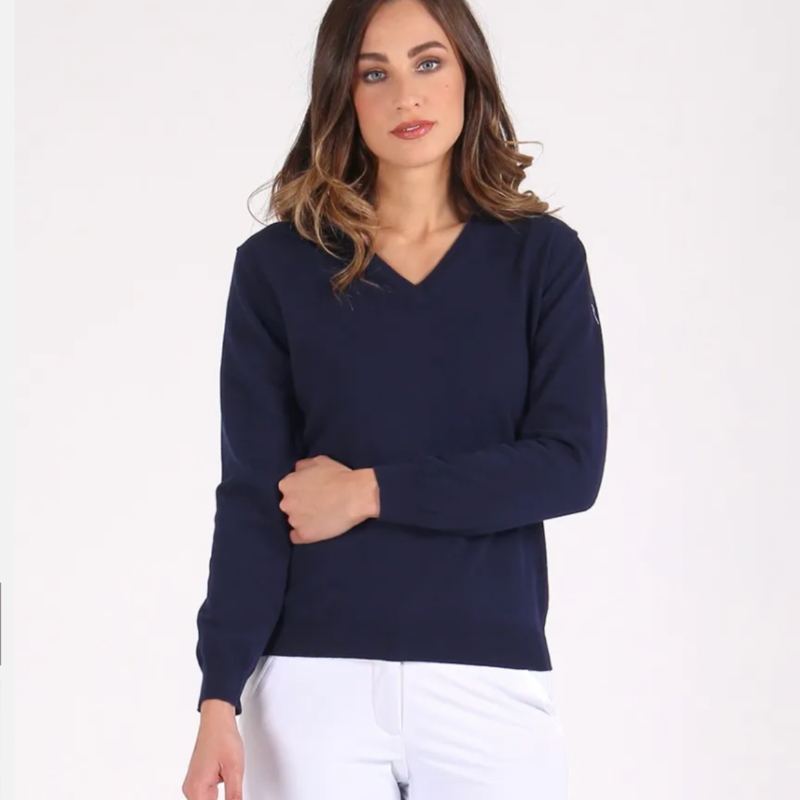 Chervò Nebbiolina Cotton V-neck Sweater - Navy
