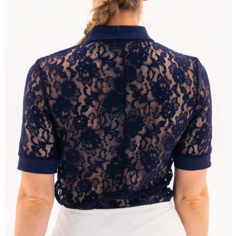 Foray Golf Lace S/S Polo - Navy Lace