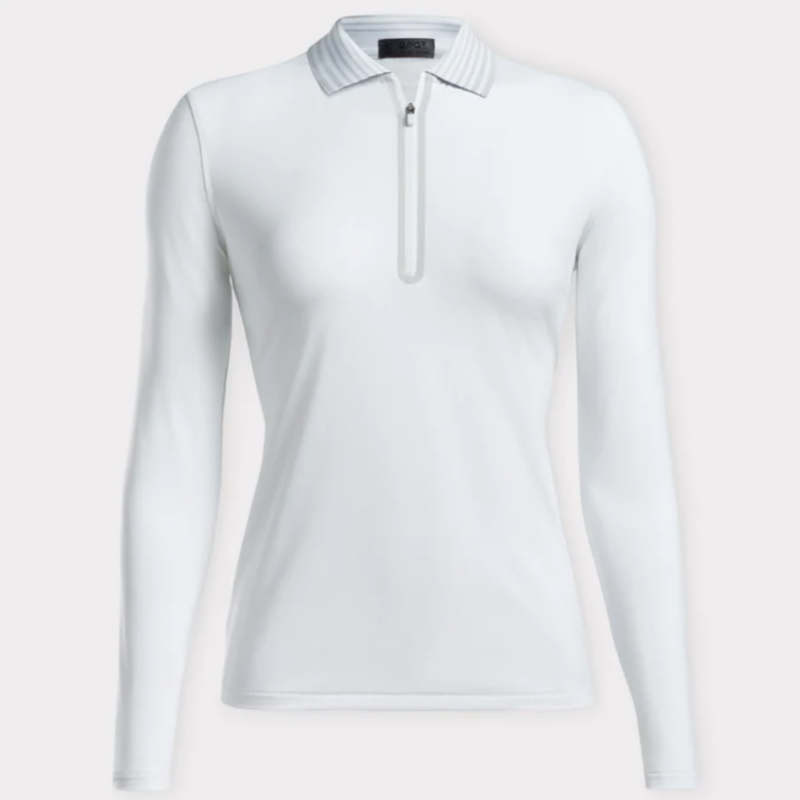 G/Fore Featherweight Zip L/S Polo - Snow