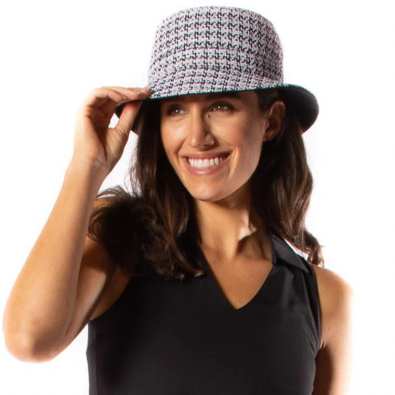 Golftini Reversible Tweed Bucket Hat - Black/White