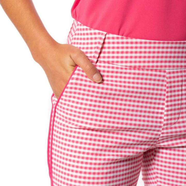 Golftini Ankle Pant - Hot Pink/White Check