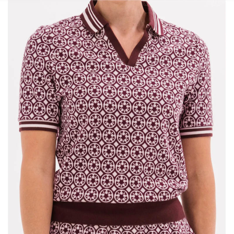 Foray Golf Heritage Knit Polo - New Mosto/Rose