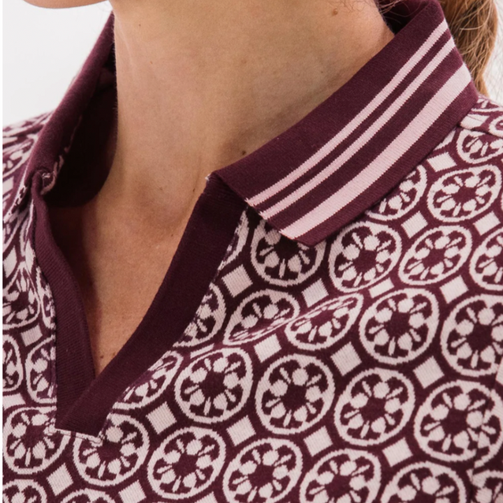 Foray Golf Heritage Knit Polo - New Mosto/Rose