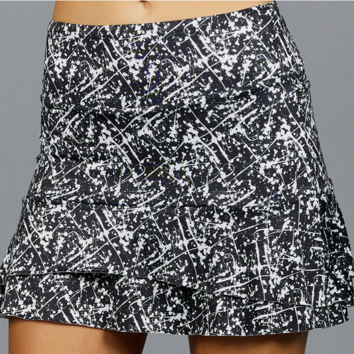 Denise Cronwall Parker Mid Print Skort - Black