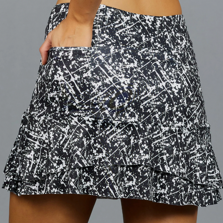 Denise Cronwall Parker Mid Print Skort - Black