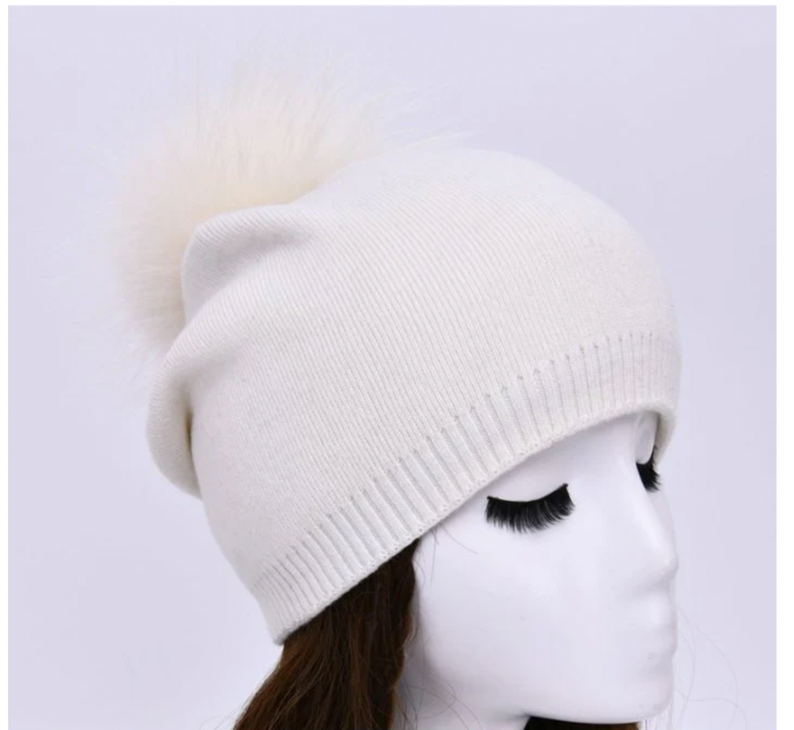 PNYC Evelyn Beanie- Off White(faux fur)