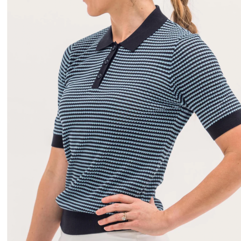 Foray Golf Textured Knit S/S Polo - Blue