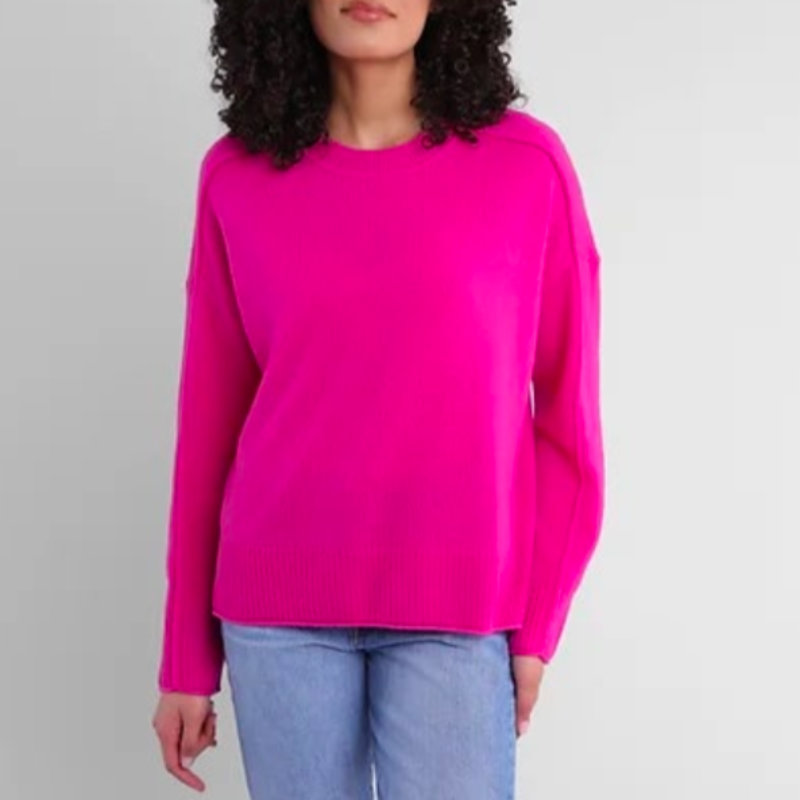 Alashan Cashmere Emilia Jersey Roll Sweater - Dragonfruit PInk