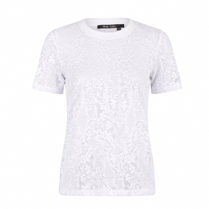 Marc Aurel S/S Lace T-Shirt - White