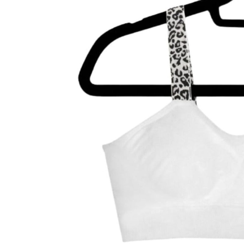 strap-its plus size Basic Bra (attached strap)- White/Cheetah Strap