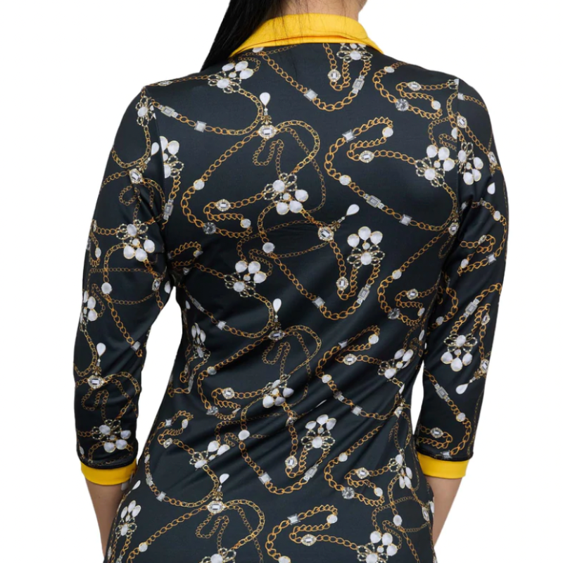 Sofibella Gold Jewel 3/4 Sleeve Polo - Black