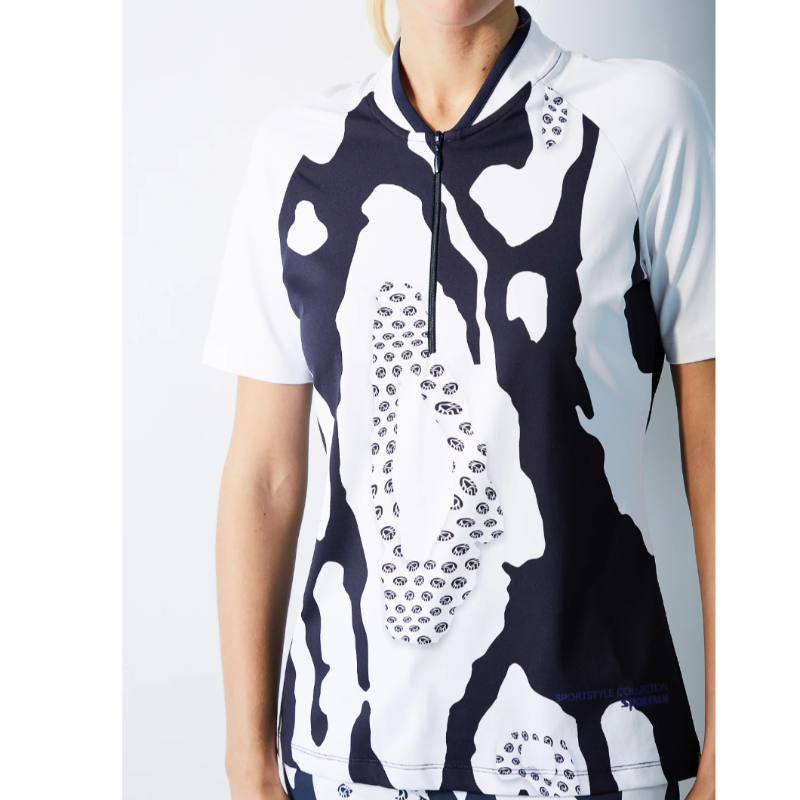 Sportalm Gaby Leo S/S Polo - White/Deep Water