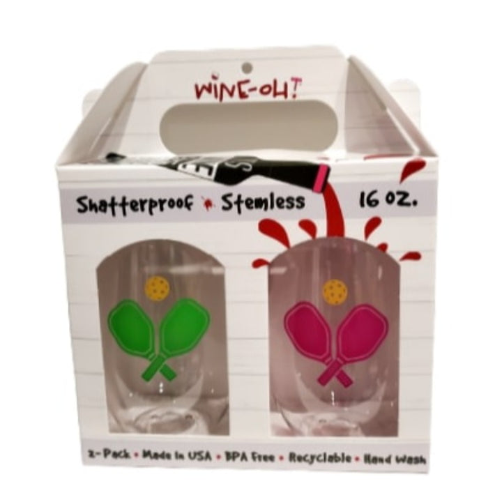 Stemless Wine Glasses(2)- Pickleball Paddles