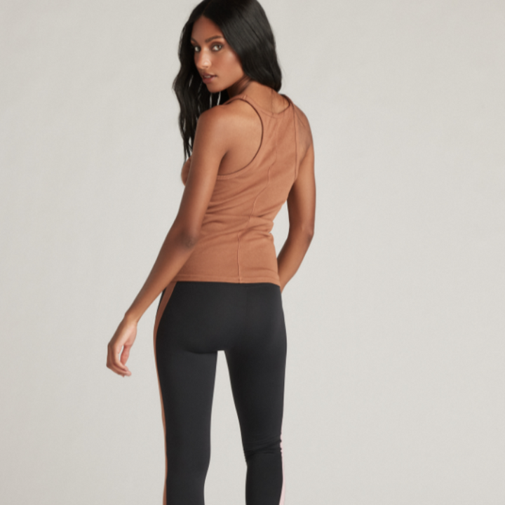 Strut This Laguna Ribbed Tank - Toffee