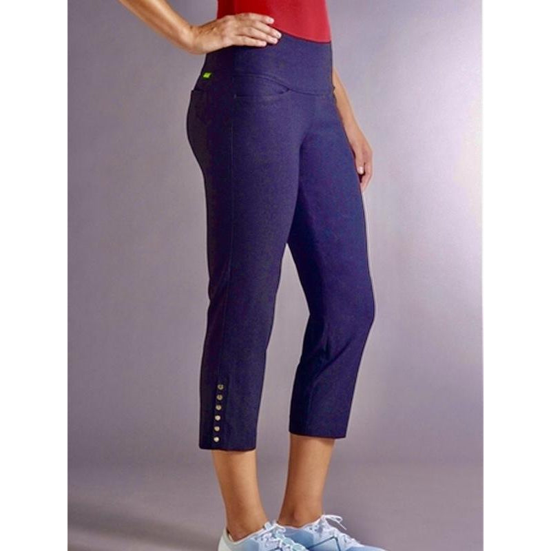 Swing Control Snap Crop Pants (24")- Navy