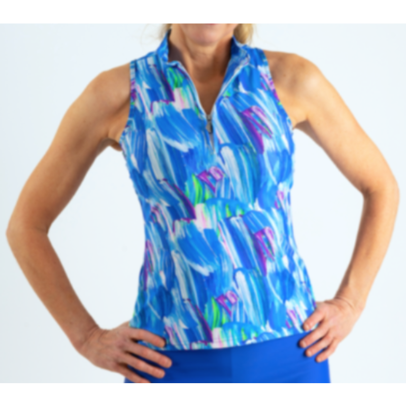 Tzu Tzu Bella Mock Top - Brushstrokes (Blue)