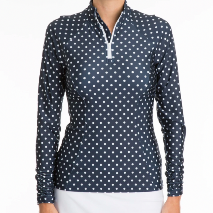 Tzu Tzu Sara L/S Top - Navy Dotty