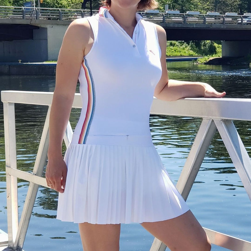 Chervò Jusy S/L Polo Dress - White/Pink trim