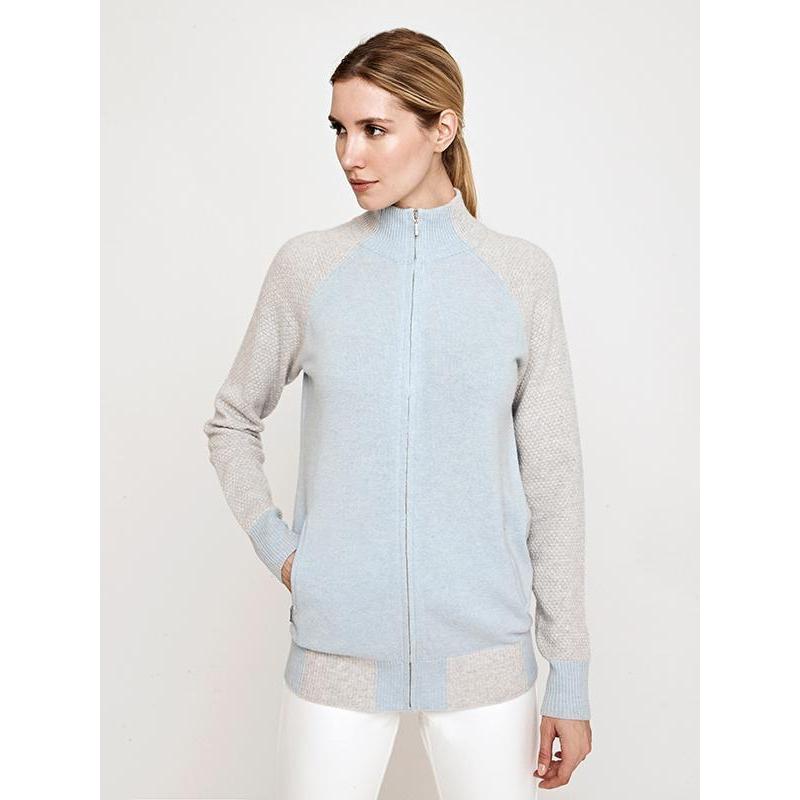 Movetes Francesca Cashmere Sweater - Light Blue/Grey