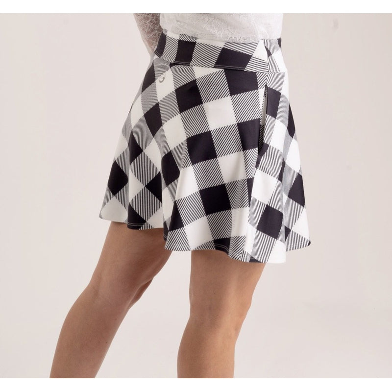 Foray Golf Club Circle Skirt - White/Black Check Print