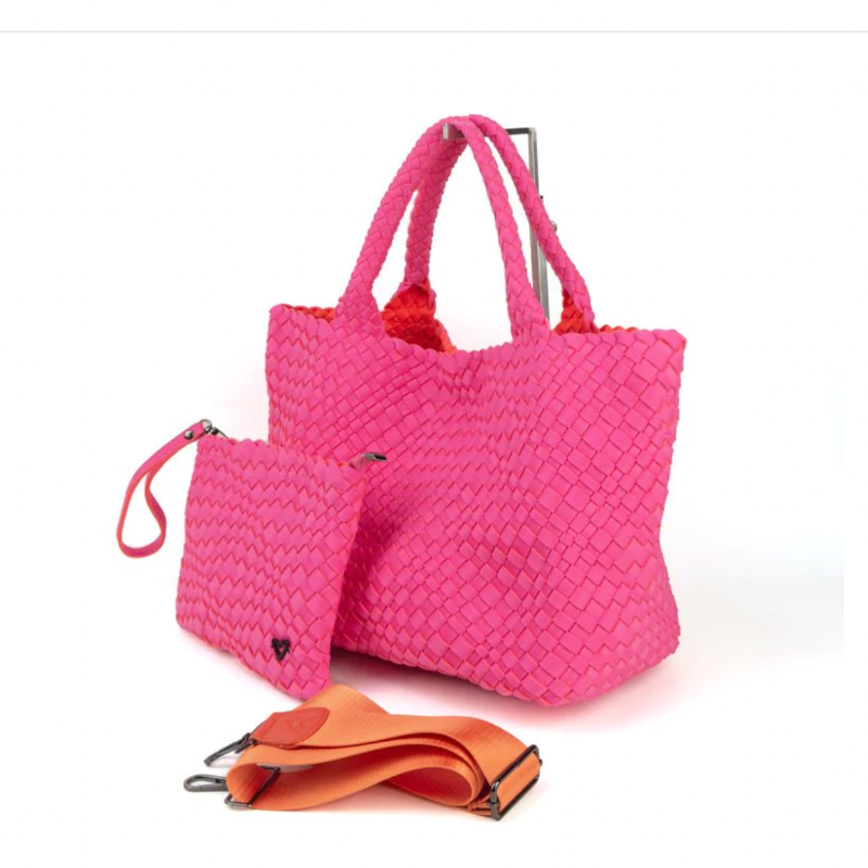 preneLOVE London Large Woven Tote - Pink/Orange